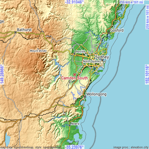 Topographic map of Camden South