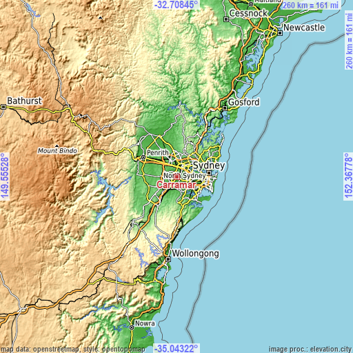 Topographic map of Carramar