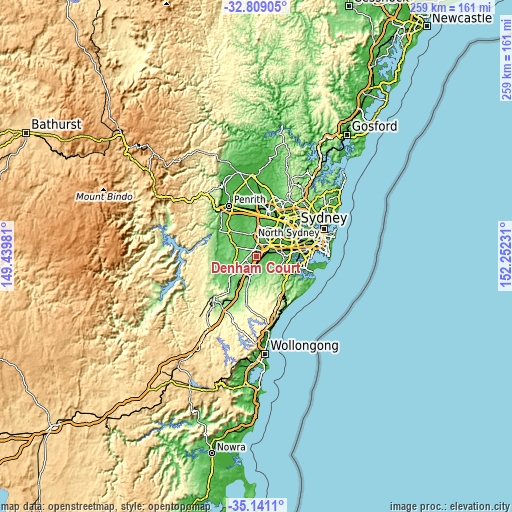 Topographic map of Denham Court