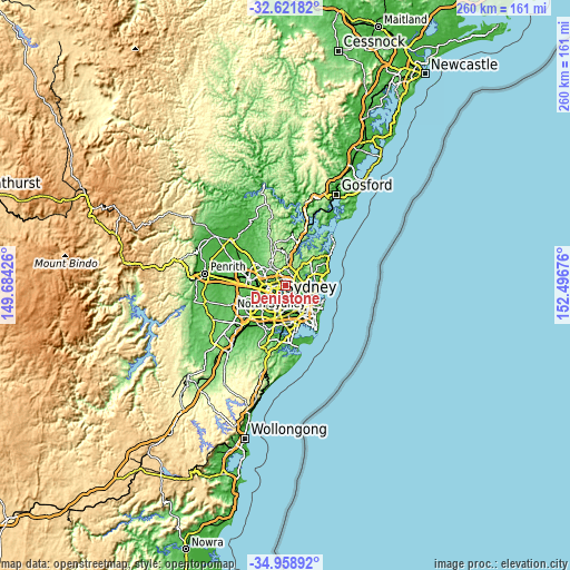 Topographic map of Denistone