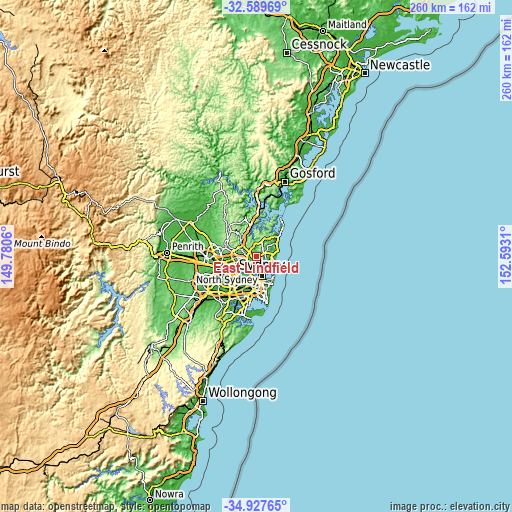 Topographic map of East Lindfield