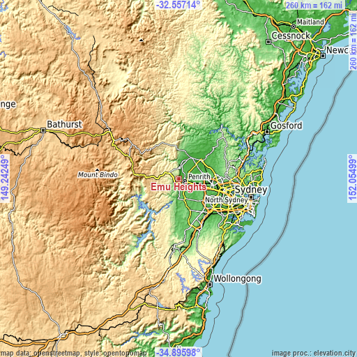 Topographic map of Emu Heights