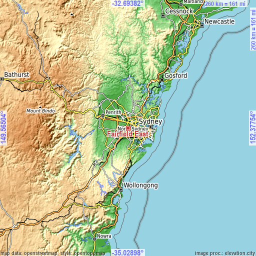 Topographic map of Fairfield East