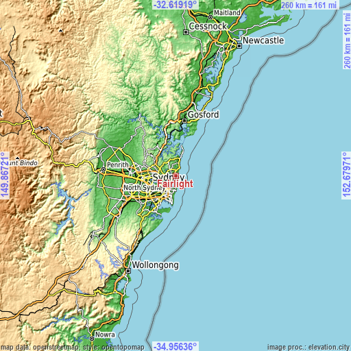 Topographic map of Fairlight