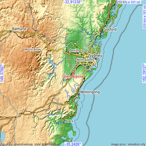 Topographic map of Glen Alpine