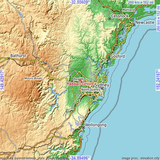 Topographic map of Hassall Grove