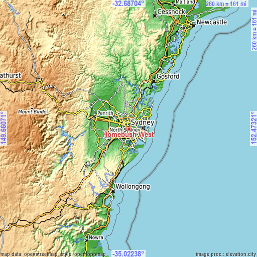 Topographic map of Homebush West