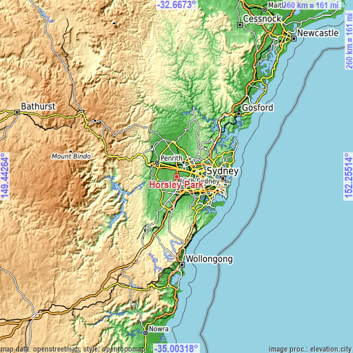 Topographic map of Horsley Park