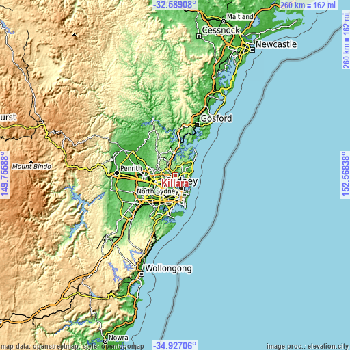 Topographic map of Killara