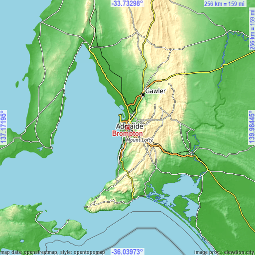 Topographic map of Brompton