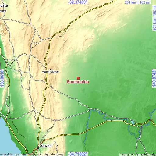 Topographic map of Koomooloo