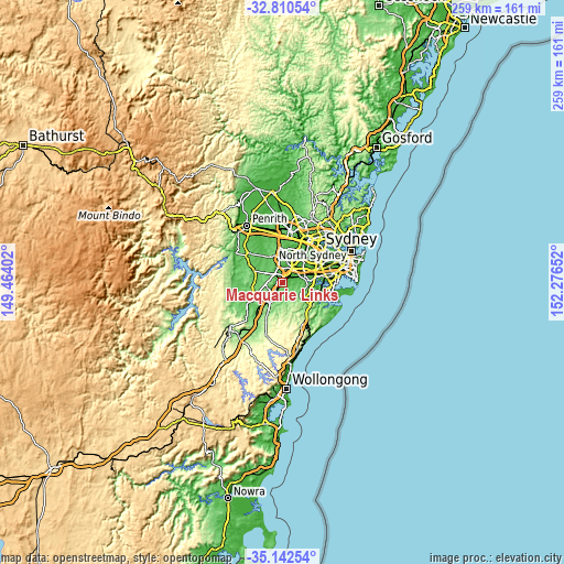 Topographic map of Macquarie Links