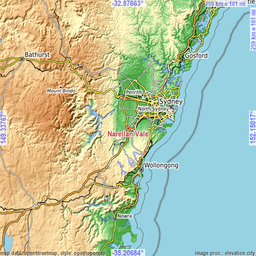 Topographic map of Narellan Vale