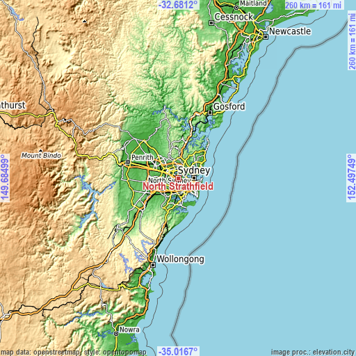Topographic map of North Strathfield