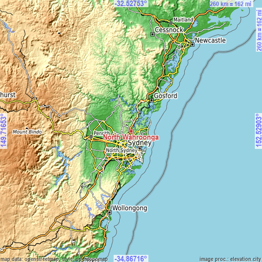 Topographic map of North Wahroonga