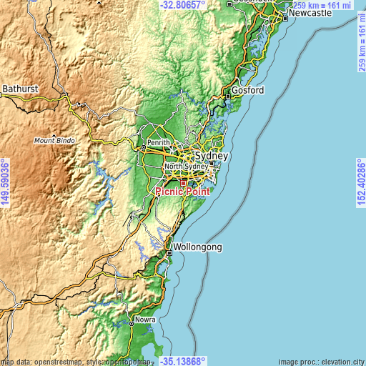 Topographic map of Picnic Point