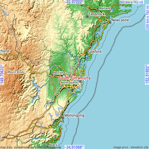 Topographic map of South Turramurra