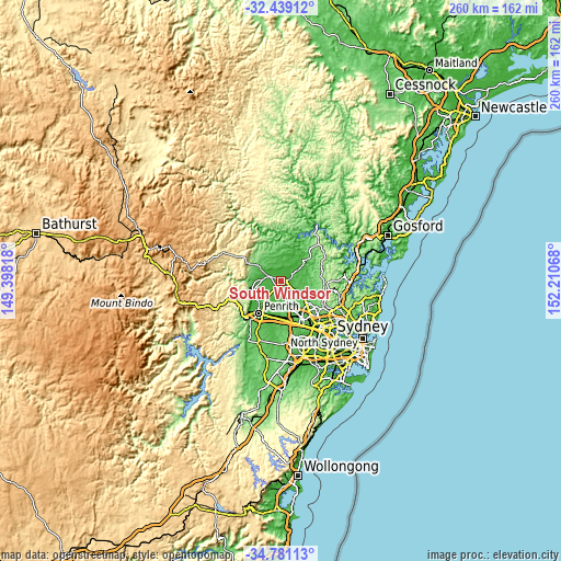 Topographic map of South Windsor