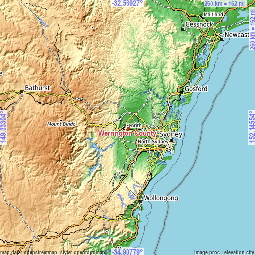 Topographic map of Werrington County