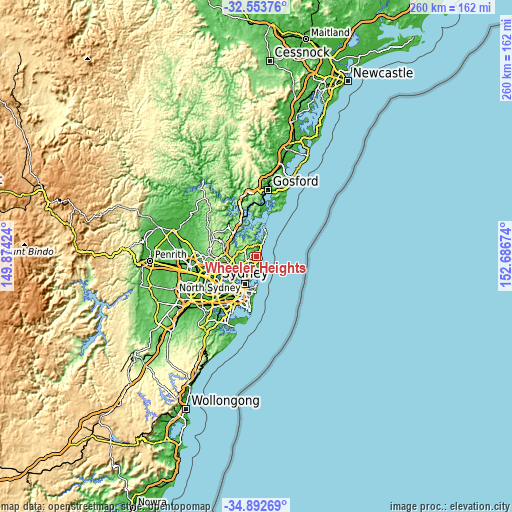 Topographic map of Wheeler Heights