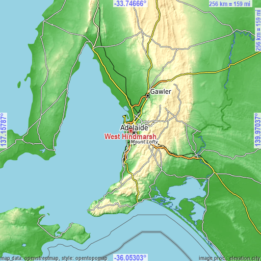 Topographic map of West Hindmarsh