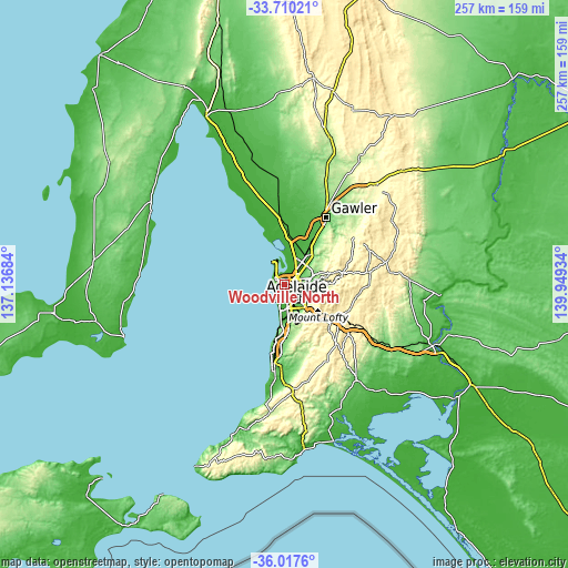 Topographic map of Woodville North