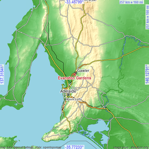 Topographic map of Evanston Gardens