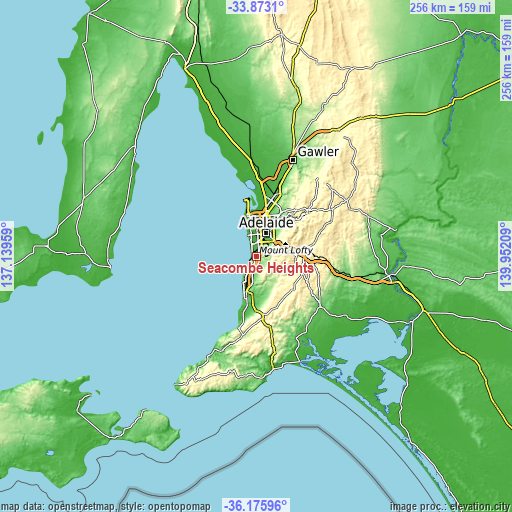 Topographic map of Seacombe Heights