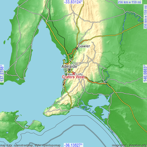 Topographic map of Crafers West