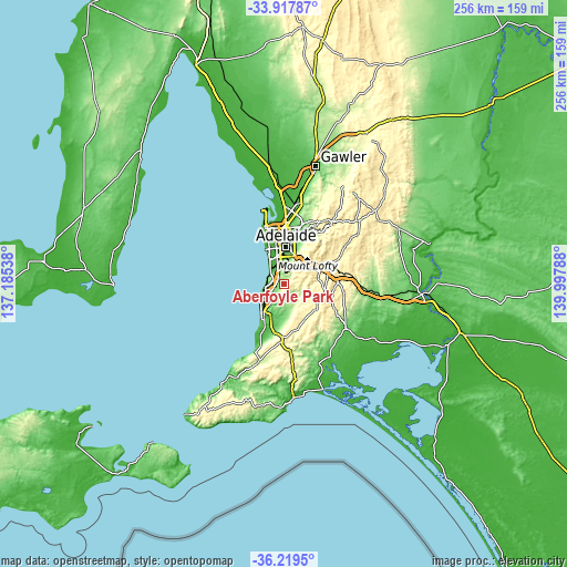 Topographic map of Aberfoyle Park