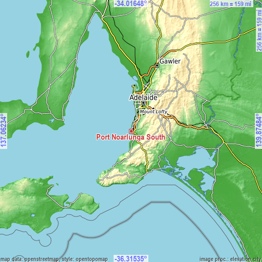 Topographic map of Port Noarlunga South