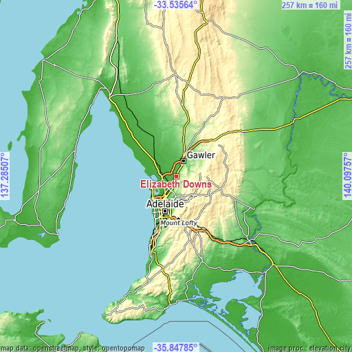 Topographic map of Elizabeth Downs