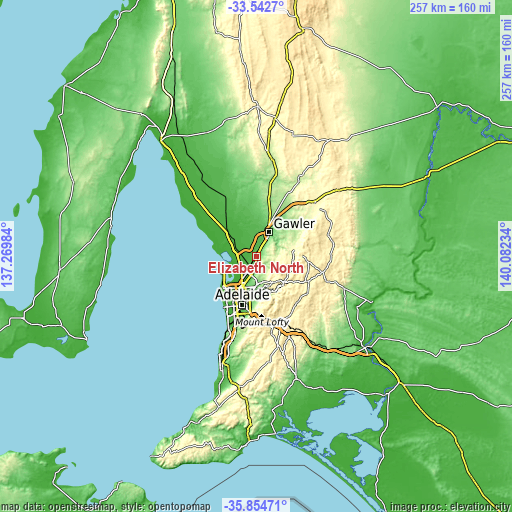 Topographic map of Elizabeth North