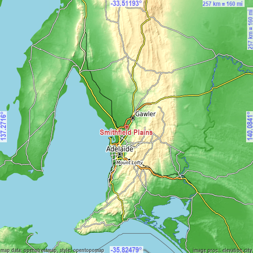 Topographic map of Smithfield Plains