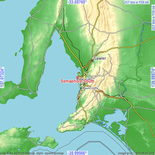 Topographic map of Semaphore South