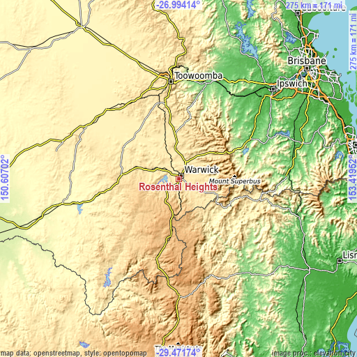 Topographic map of Rosenthal Heights