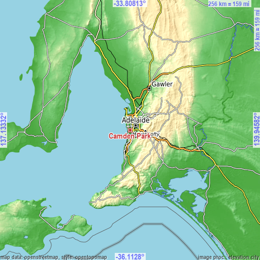 Topographic map of Camden Park