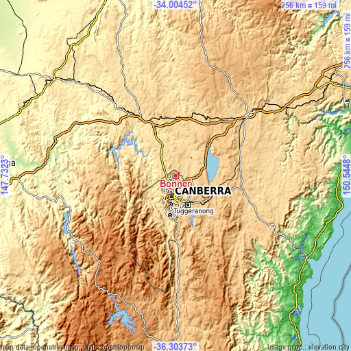 Topographic map of Bonner