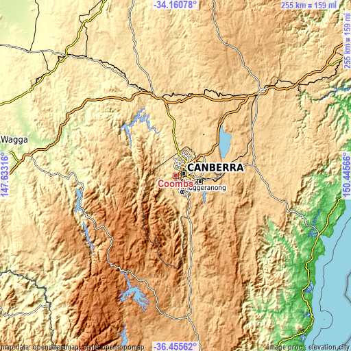 Topographic map of Coombs