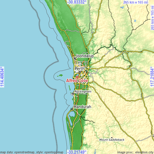 Topographic map of Alfred Cove