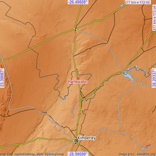 Topographic map of Hartswater