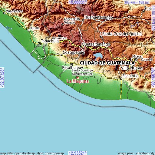 Topographic map of La Máquina