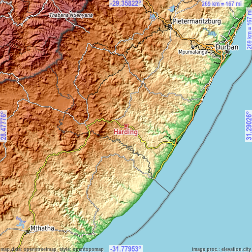 Topographic map of Harding