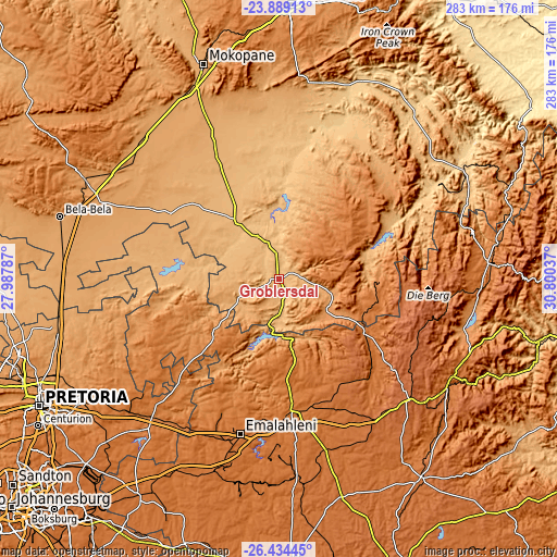 Topographic map of Groblersdal