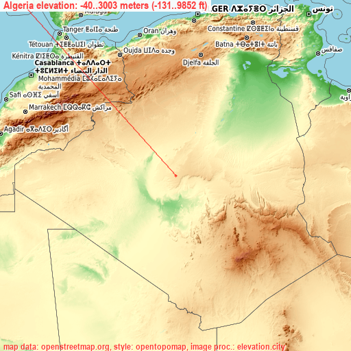 Algeria on topographic map