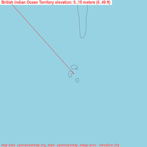 British Indian Ocean Territory on topographic map
