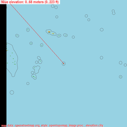 Niue on topographic map