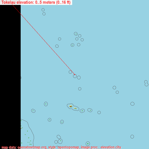 Tokelau on topographic map