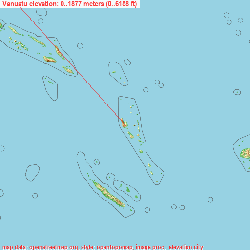 Vanuatu on topographic map
