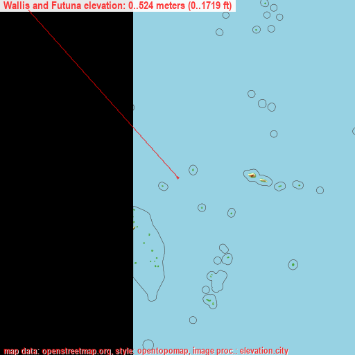Wallis and Futuna on topographic map